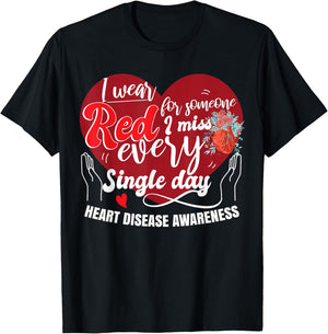 I Wear Red Heart Disease Awareness T-Shirt - T-Shirt | Black