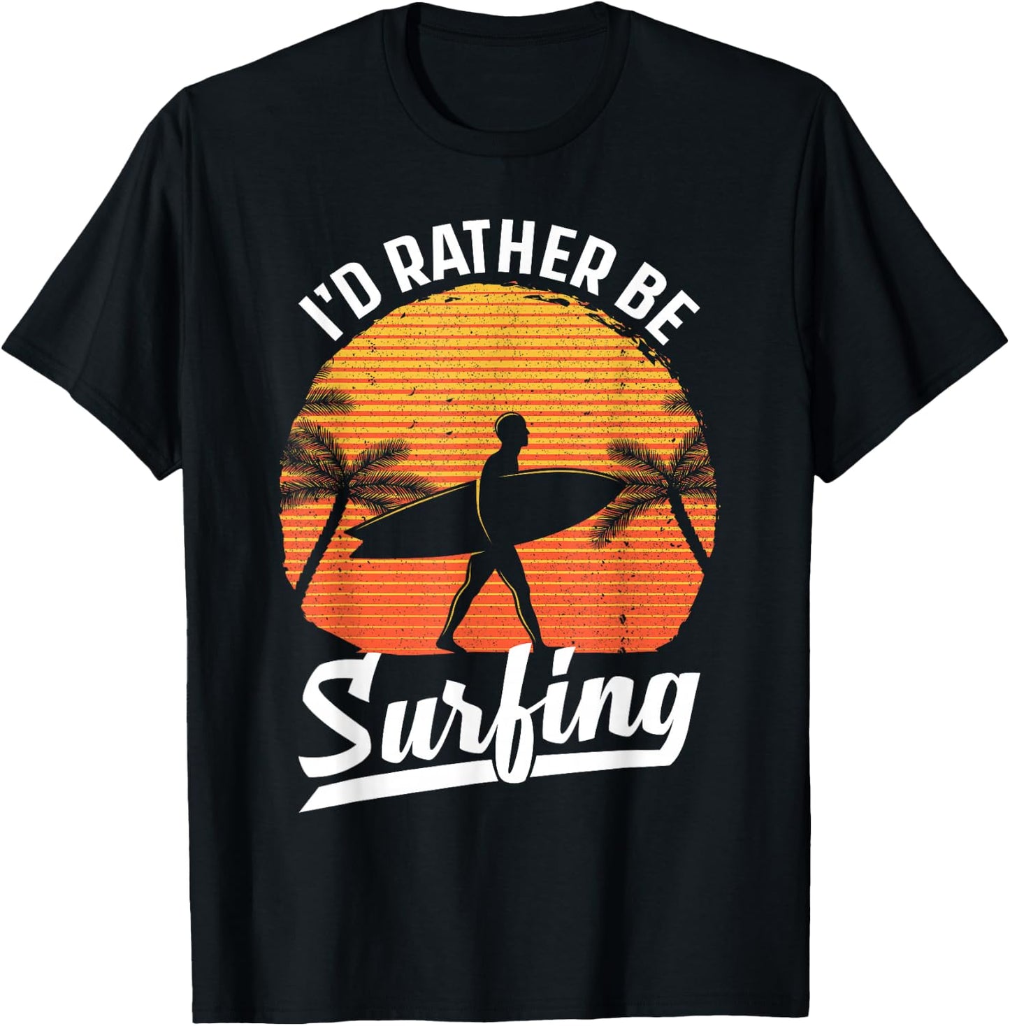 Cool Surf Art Women Surfing Retro Surfer Sunset T-Shirt - T-Shirt | Black