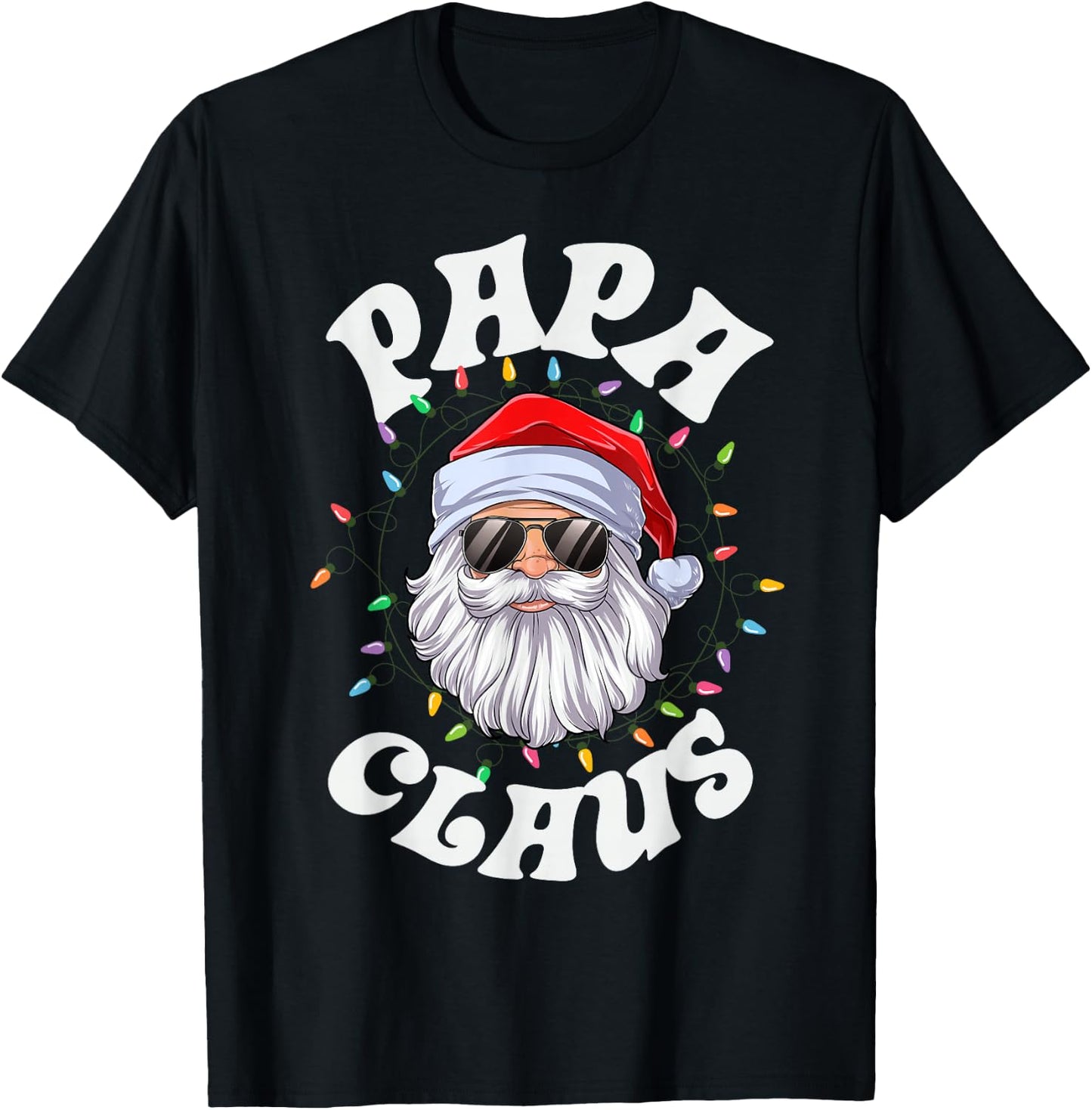 Papa Claus Santa Christmas Dad Family Matching Pajamas Xmas T-Shirt - T-Shirt | Black