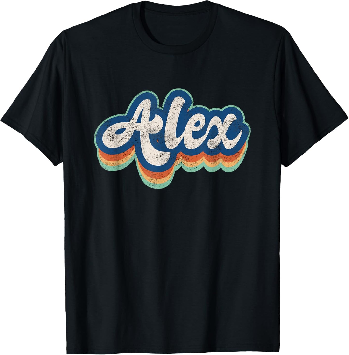 Alex First Name Boy Vintage Style 70s 80s Personalized T-Shirt - T-Shirt | Black