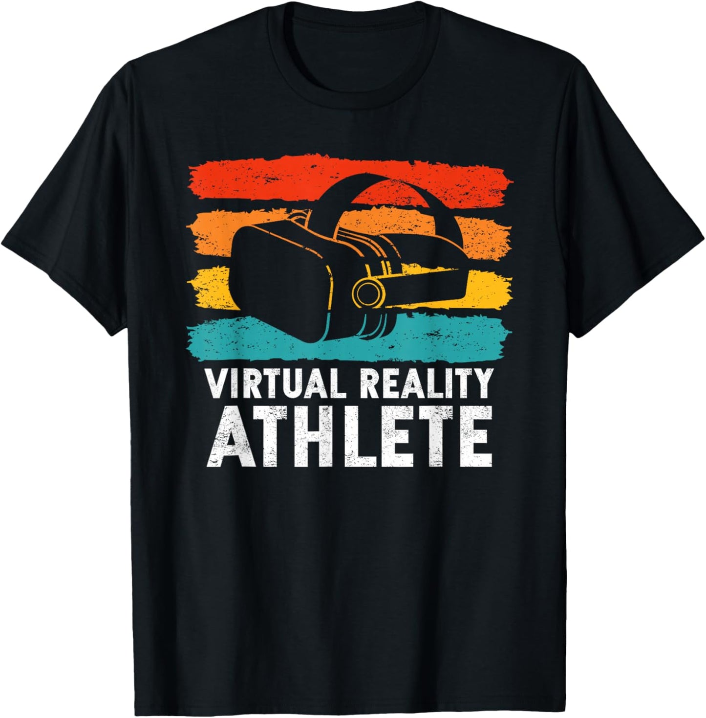 Virtual Reality Gifts For VR Gamers VR Vintage Virtual Reality Athlete T-Shirt - T-Shirt | Black