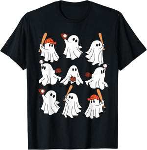 Boo Ghost Halloween Baseball Happy Halloween Baseball Lover T-Shirt - T-Shirt | Black