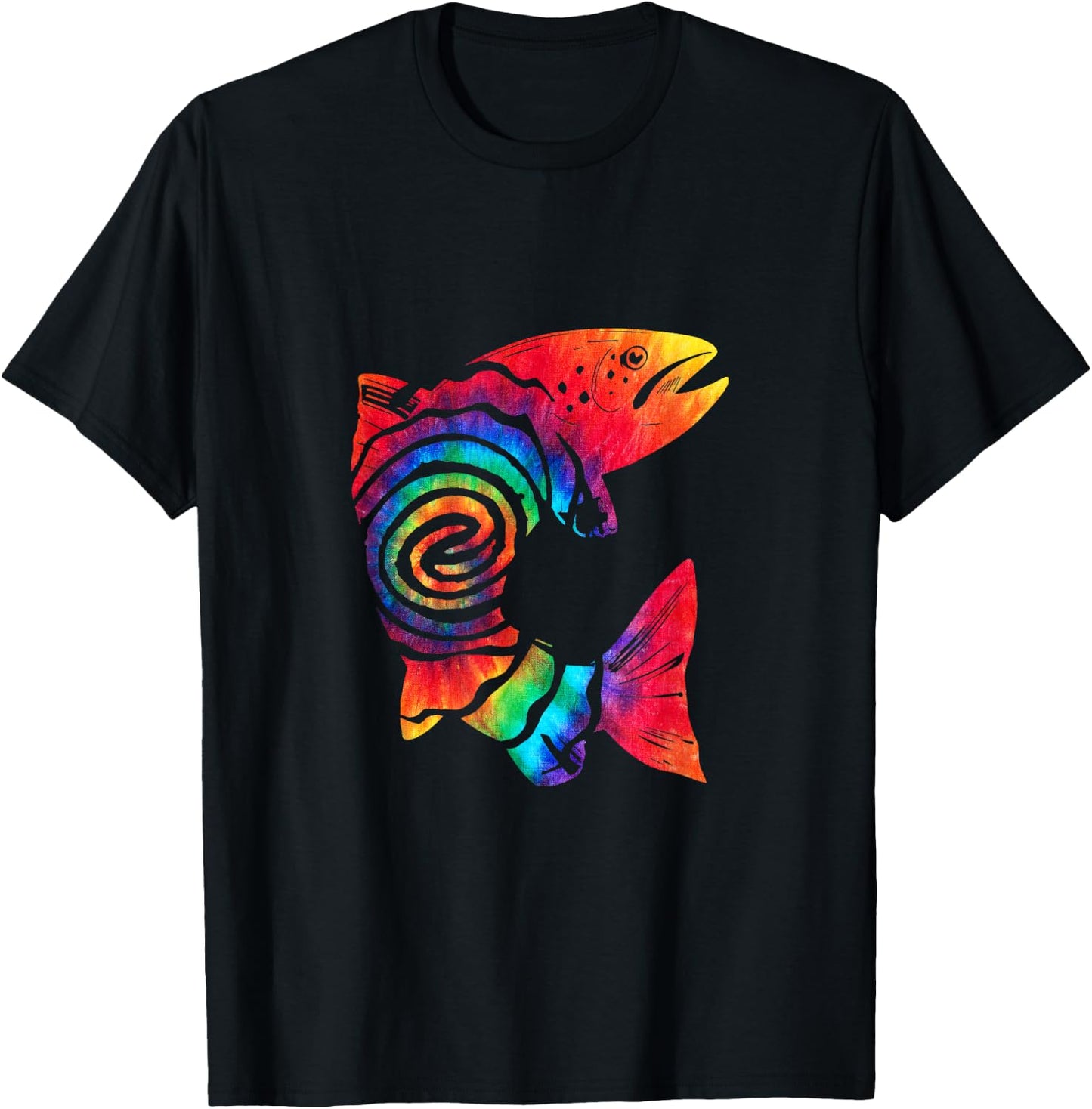 Trout Fish Tie Dye Vintage Trout Fishing Lover T-Shirt - T-Shirt | Black