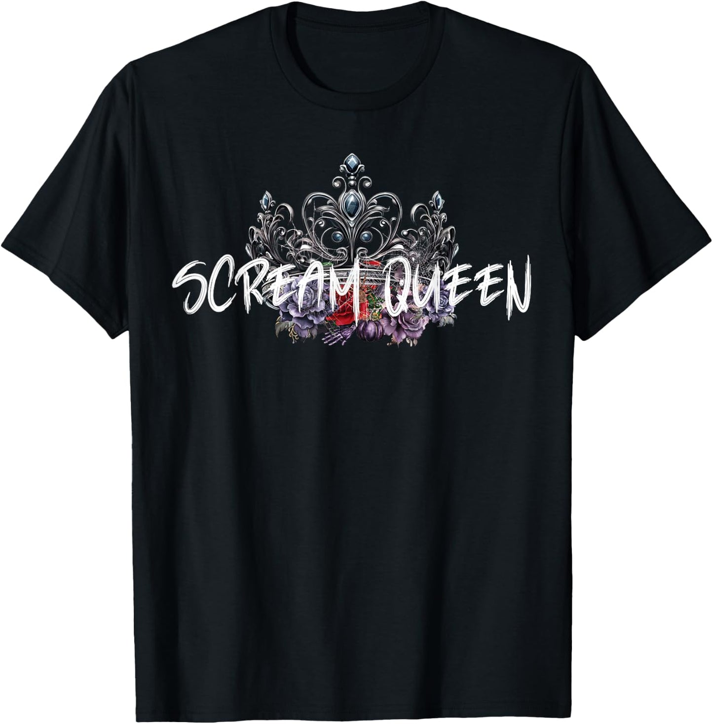 Scream Queen Halloween Spooky Scary Gothic Crown Horror film T-Shirt - T-Shirt | Black