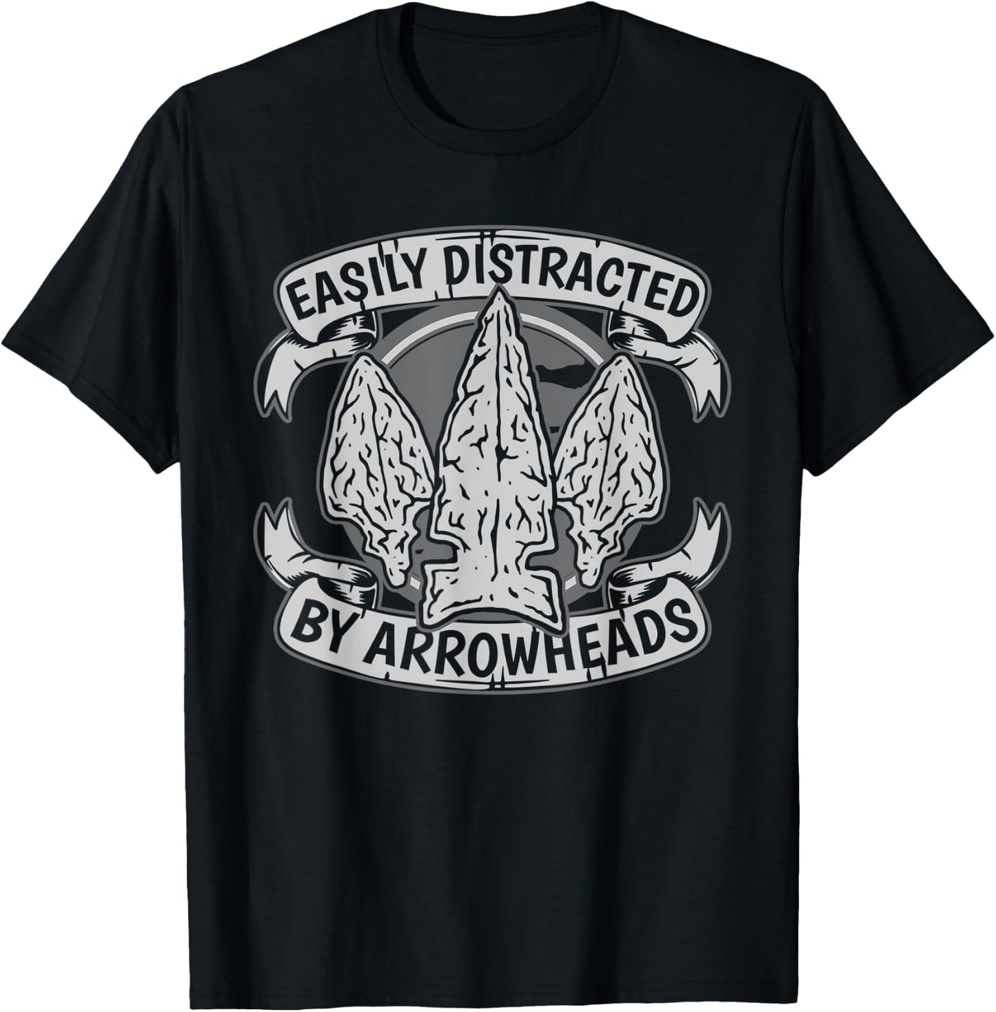Easily Distracted By Arrowheads Rocks Arrowhead Collecting T-Shirt - T-Shirt | Black