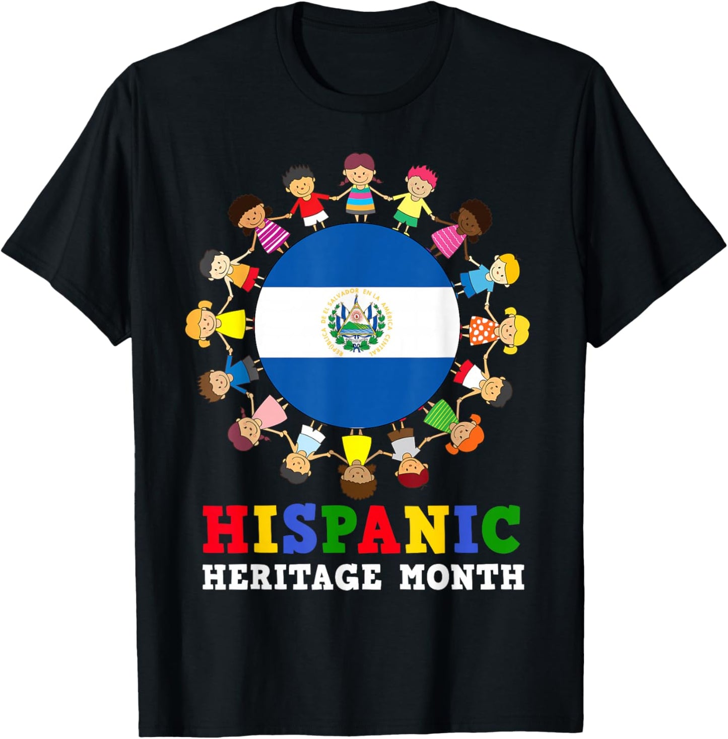 Salvadoran Flag Hispanic Heritage El Salvador Boy Girl Kids T-Shirt - T-Shirt | Black