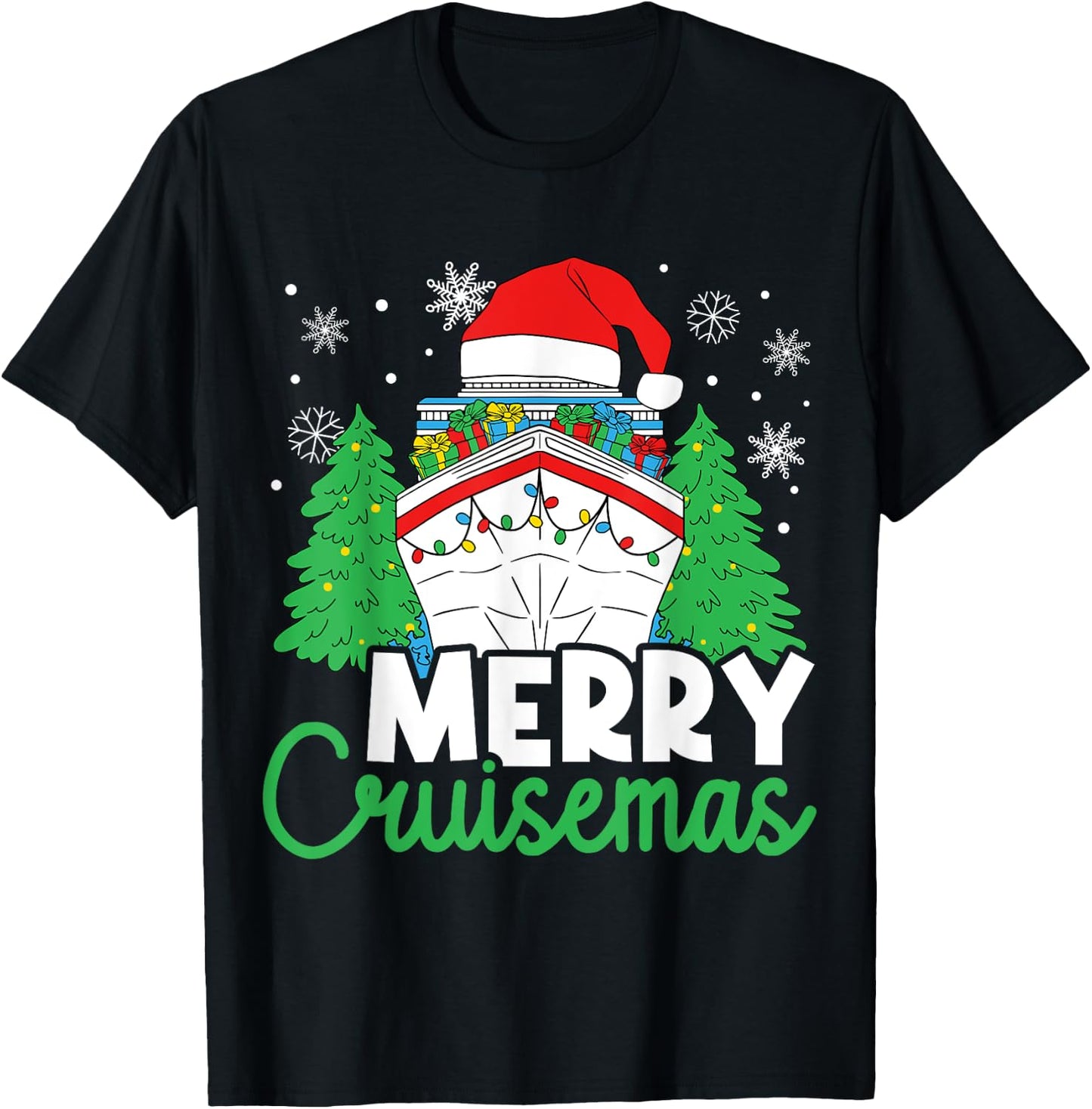 Merry Cruisemas Funny Christmas Family Cruise Ship Vacation T-Shirt - T-Shirt | Black