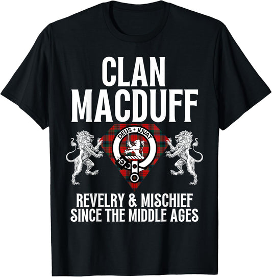 MacDuff Clan Scottish Name Coat Of Arms Tartan Family Party T-Shirt - T-Shirt | Black