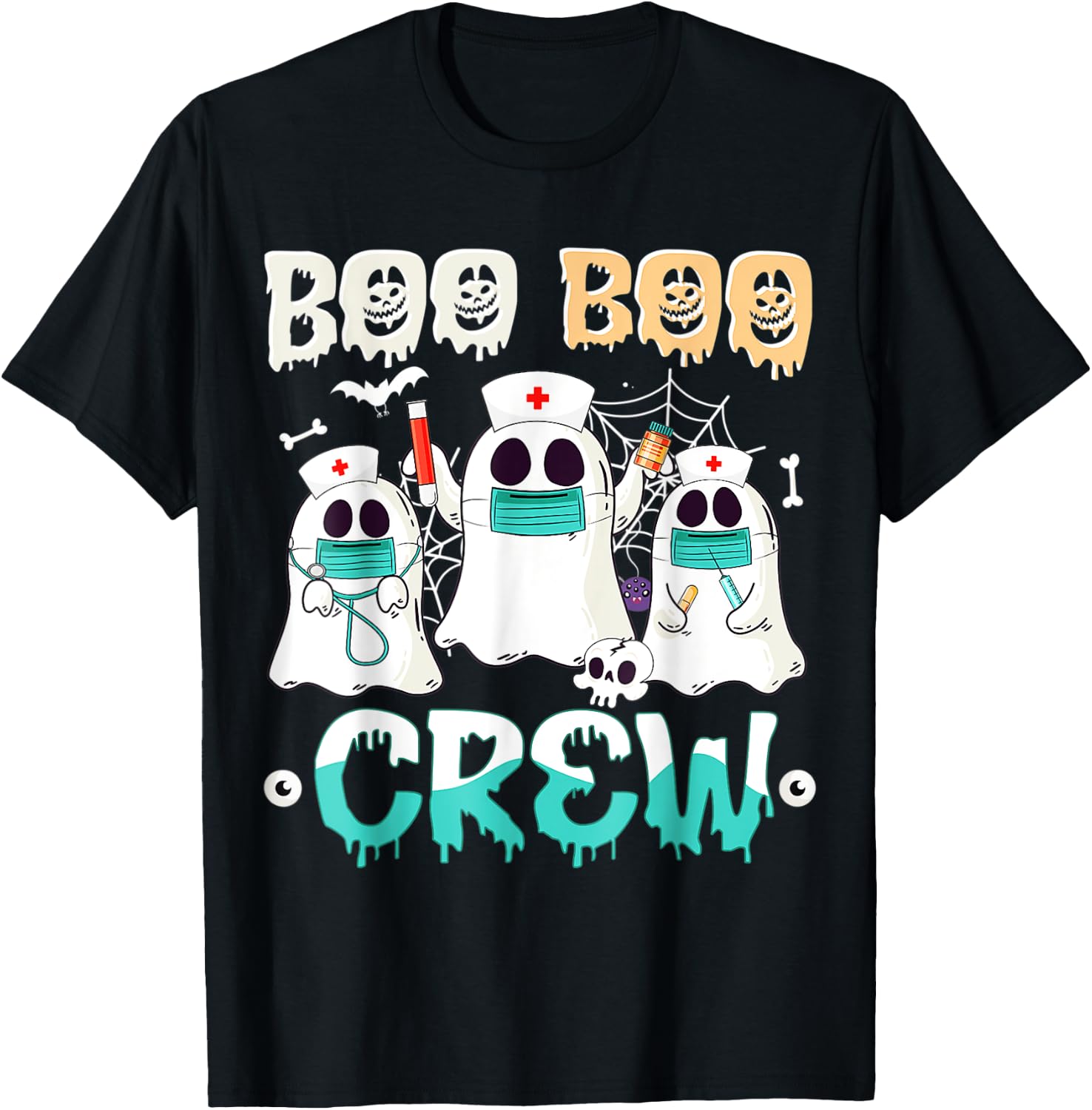 Boo boo Crew Nurse Halloween Ghost Costume Matching T-Shirt - T-Shirt | Black
