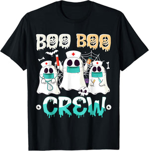 Boo boo Crew Nurse Halloween Ghost Costume Matching T-Shirt - T-Shirt | Black