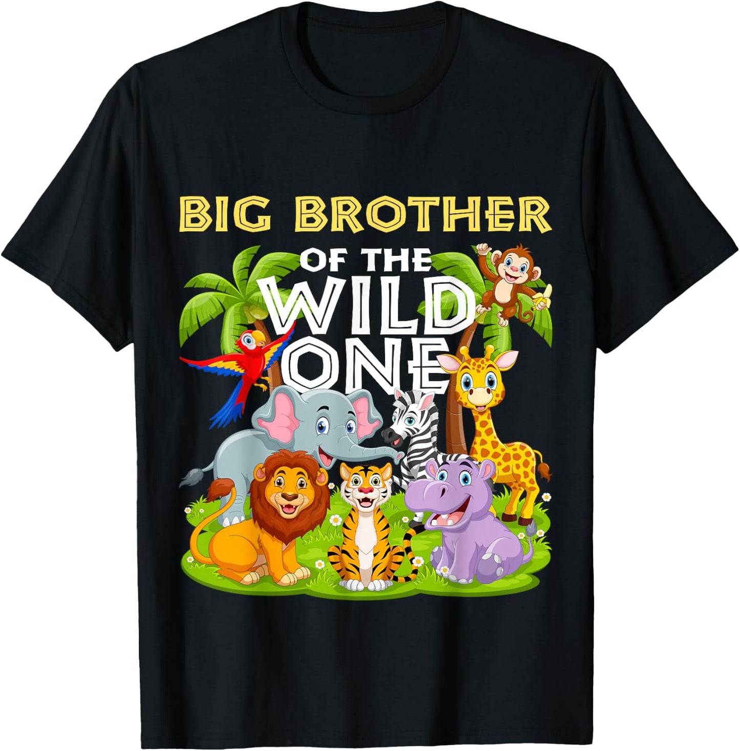 Big Brother Of The Wild One Birthday Animal Safari Jungle T-Shirt - T-Shirt | Black