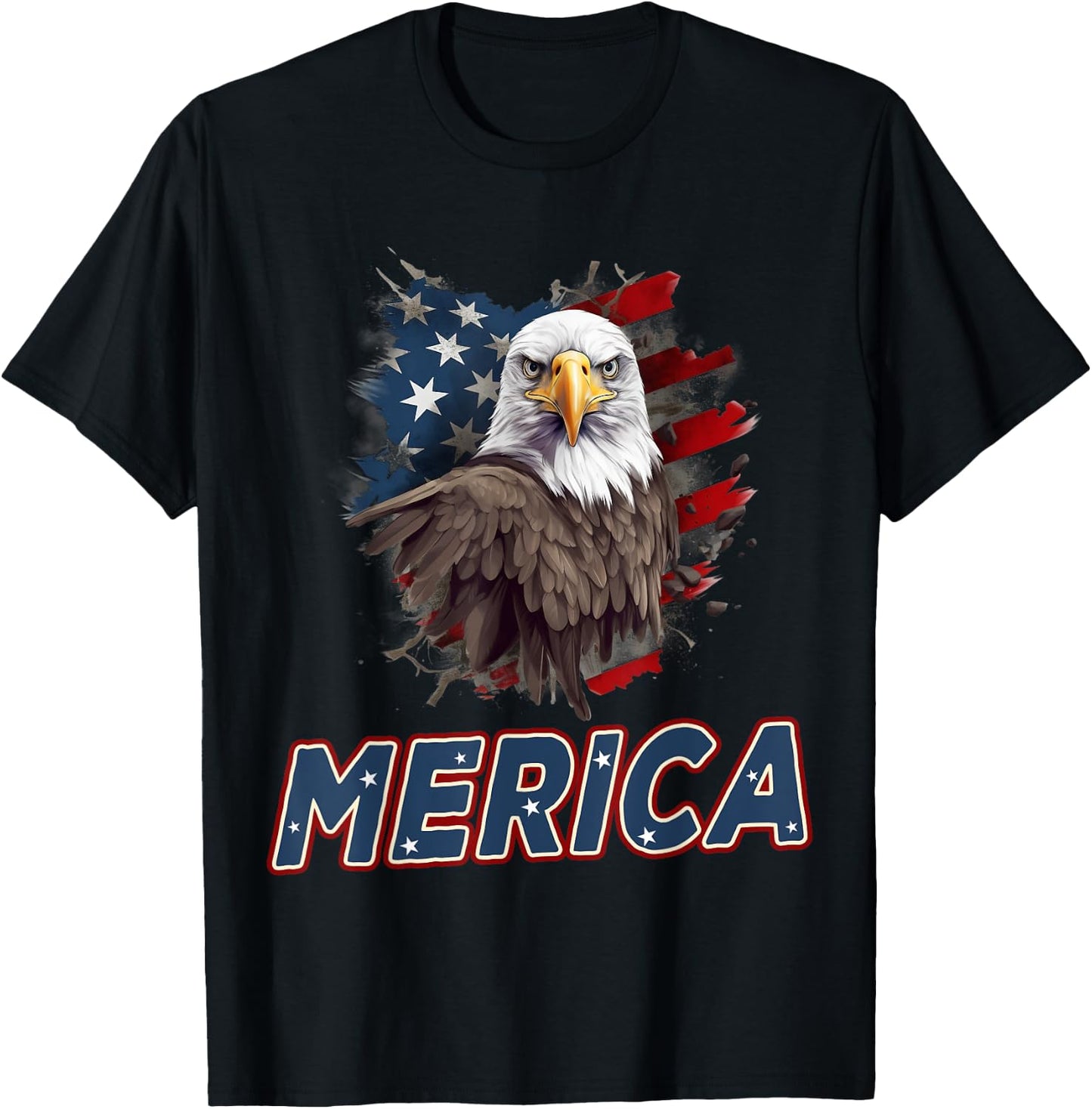 USA American Flag Patriotic Eagle 4th of July Women Men T-Shirt - T-Shirt | Black
