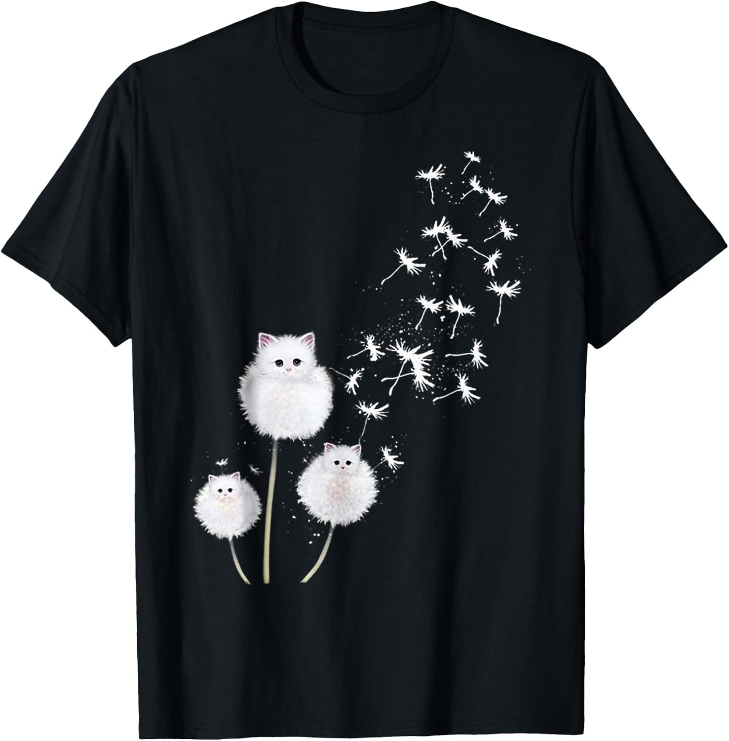 Cat Dandelion Flower SKT T-Shirt - T-Shirt | Black