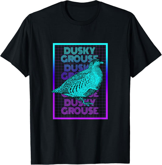 Dusky Grouse Bird Vintage Retro Dusky Grouse T-Shirt - T-Shirt | Black