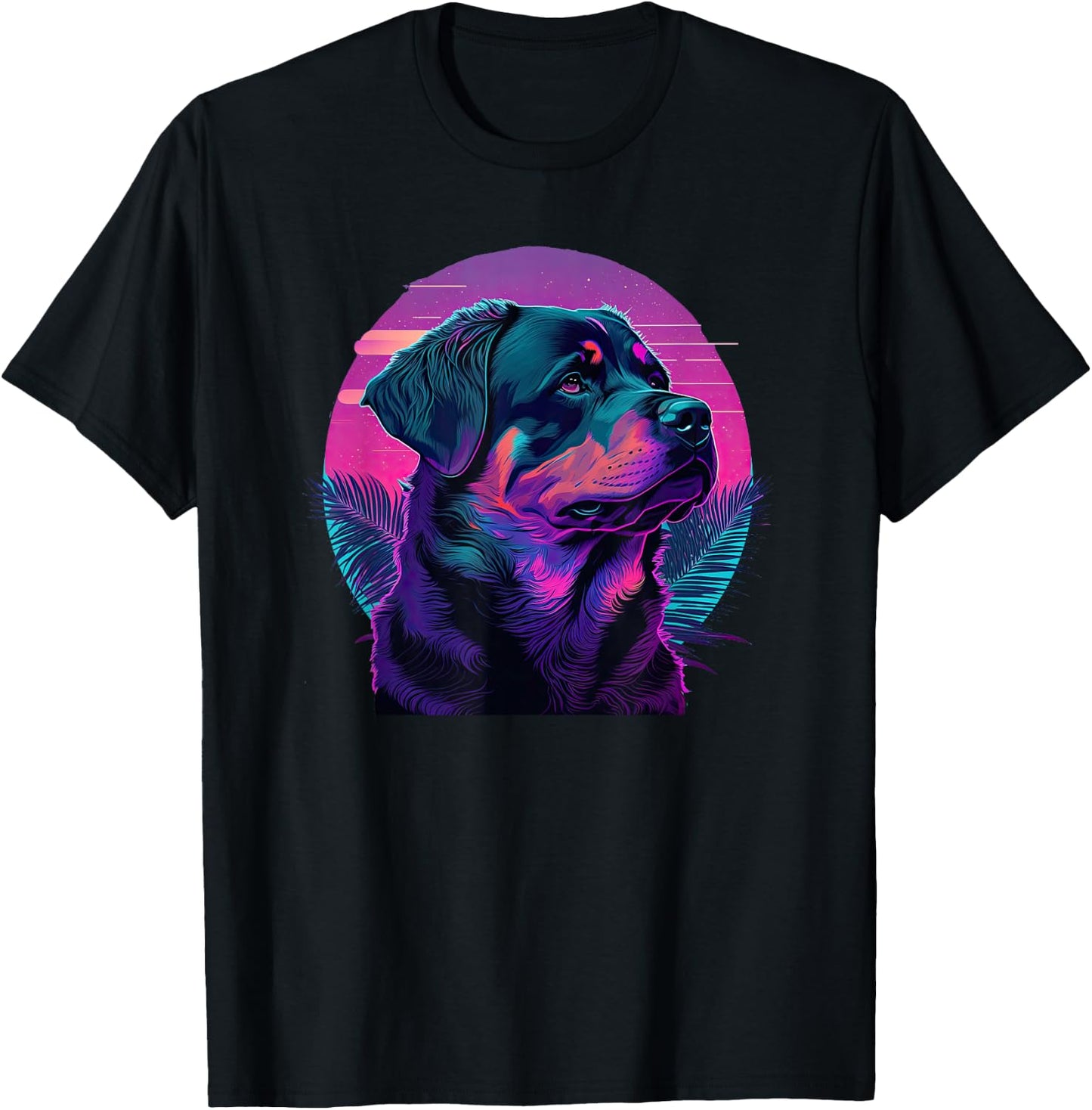 Funny Rottweiler Cute Rottweiler Vaporwave T-Shirt - T-Shirt | Black