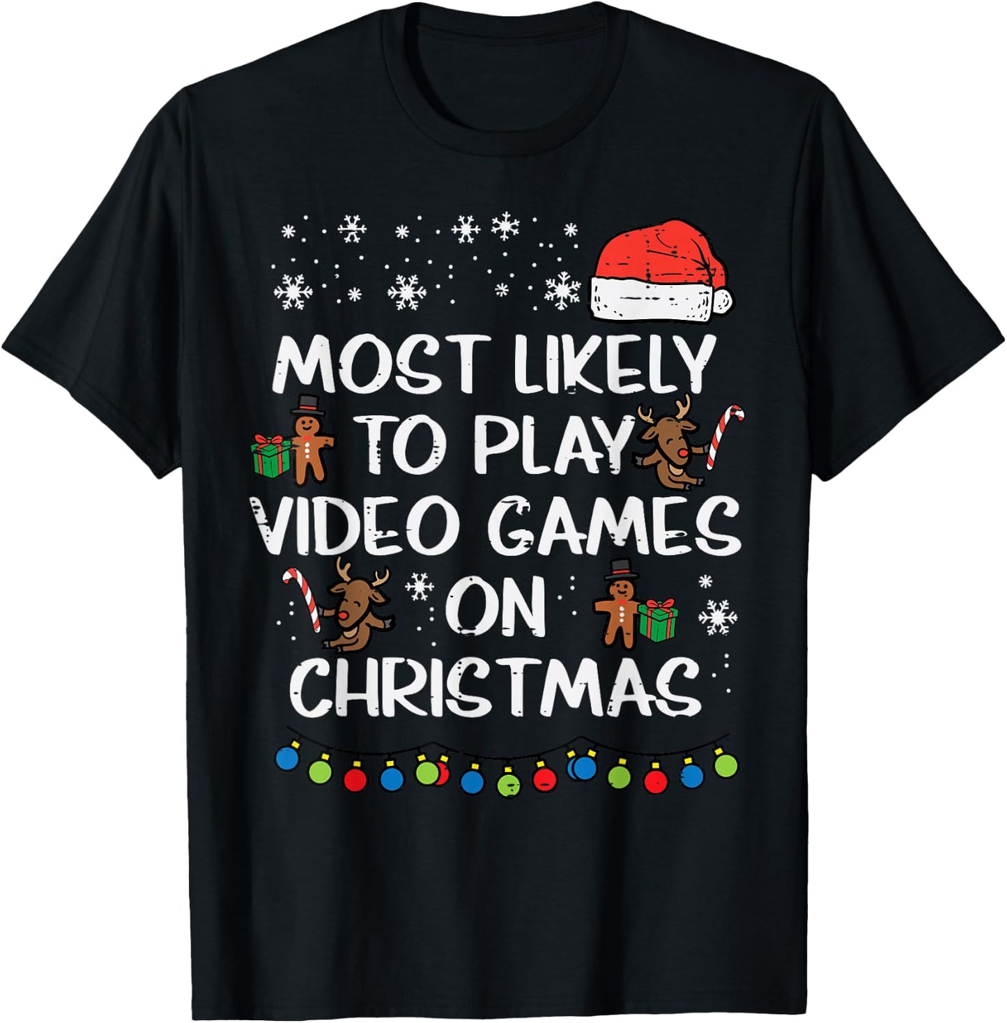 Likely Play Video Games Christmas Xmas Family Boys Kids Men T-Shirt - T-Shirt | Black