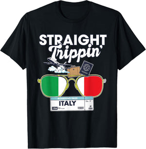 Straight Trippin' Italy Vacation Tour Travel Trip Matching T-Shirt - T-Shirt | Black