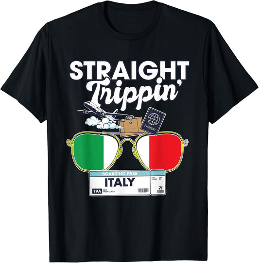 Straight Trippin' Italy Vacation Tour Travel Trip Matching T-Shirt - T-Shirt | Black