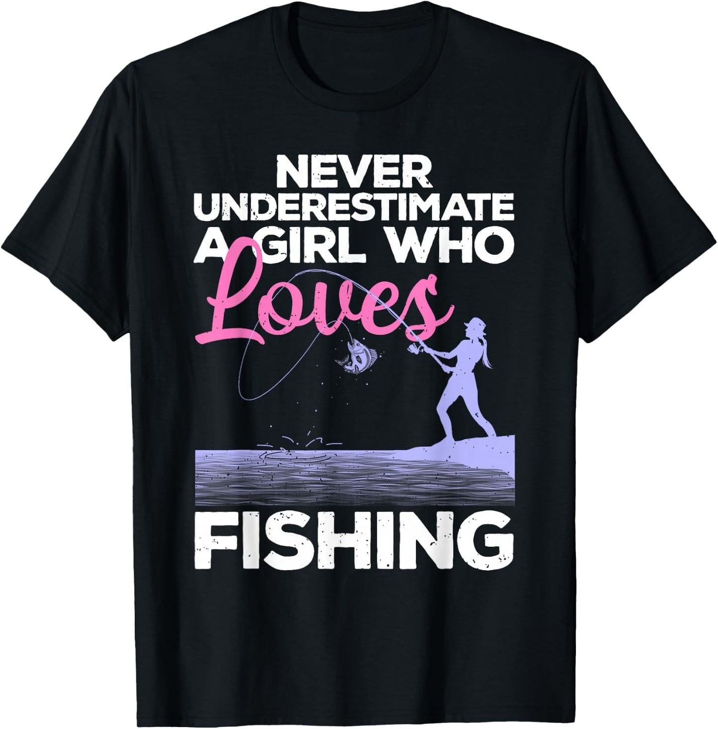 Cool Fishing Girls Fisherman Fish Lure Saltwater Small T-Shirt - T-Shirt | Black