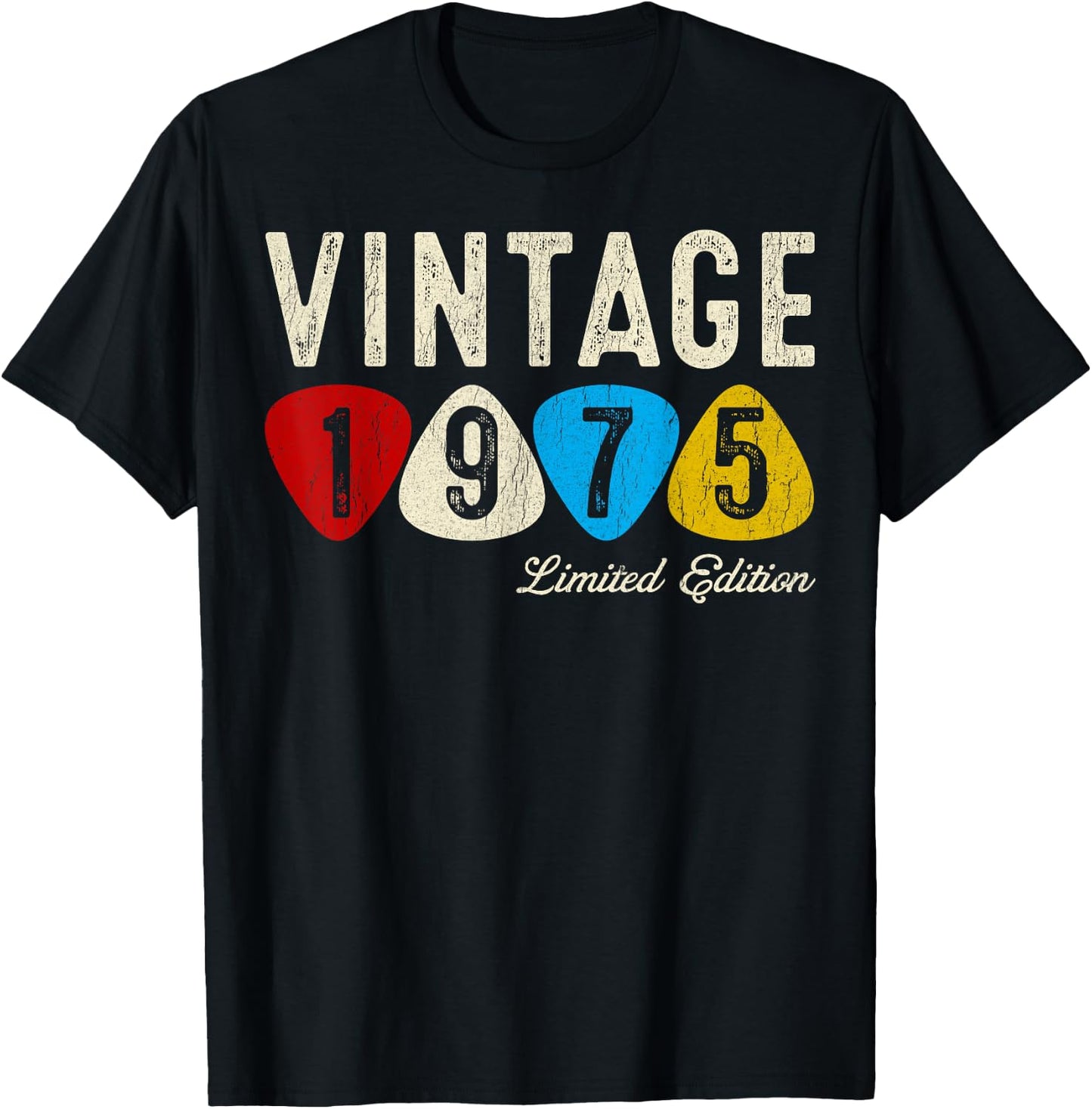 50th Birthday Gifts Men Women Guitar Lover Vintage 1975 T-Shirt - T-Shirt | Black