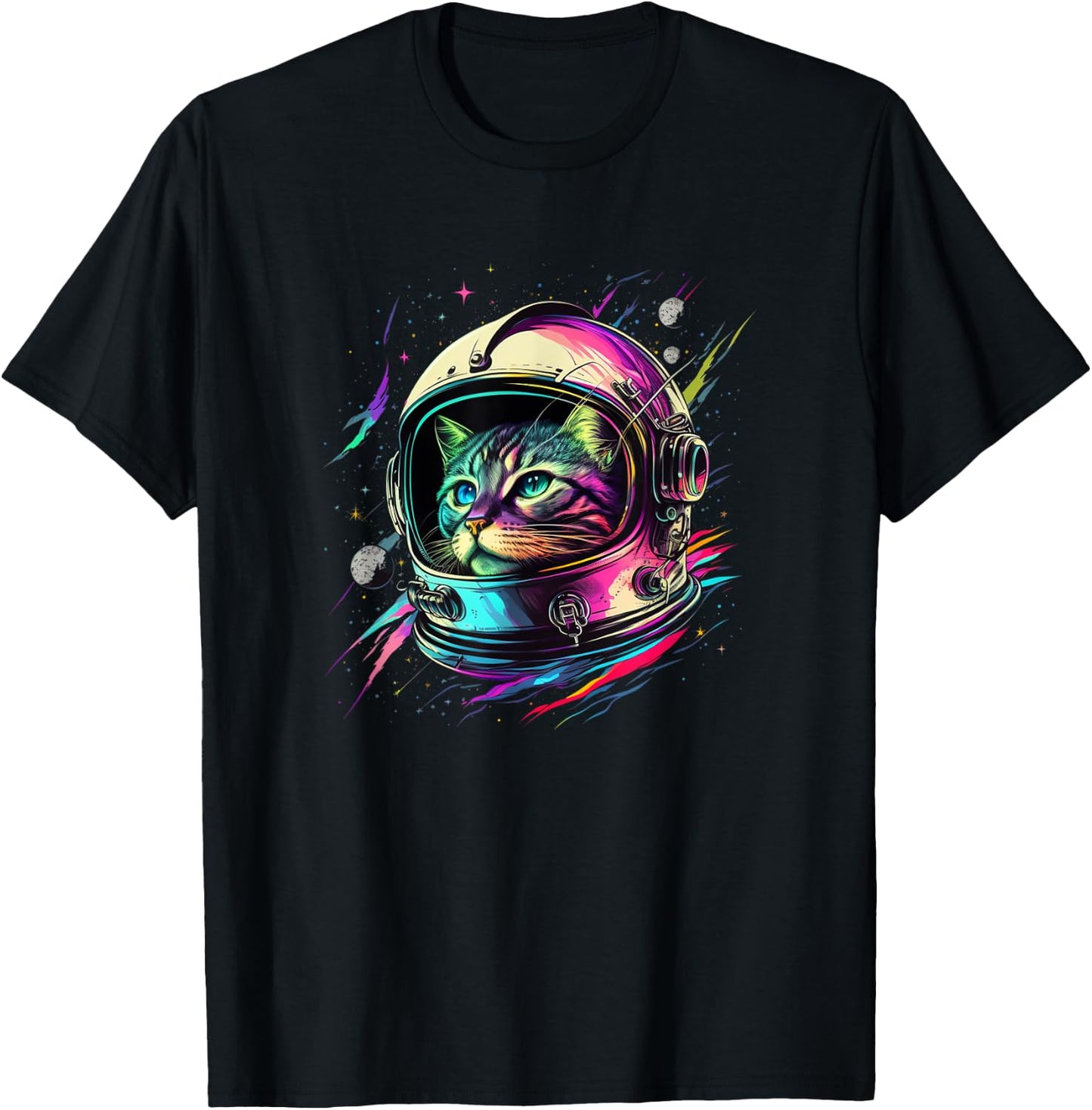 Astronaut Cat Space Cat Galaxy Kitten T-Shirt - T-Shirt | Black