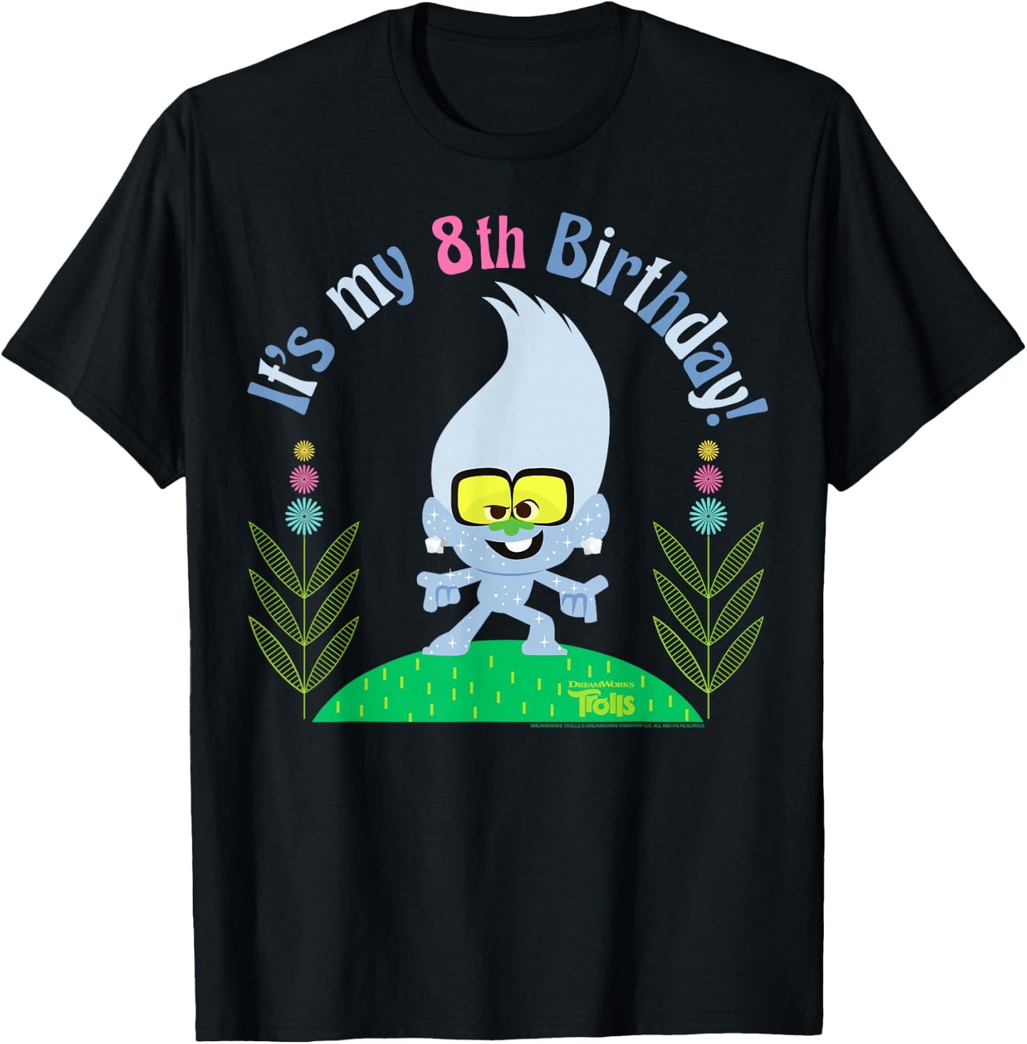 DreamWorks Trolls Little Diamond 8th Birthday T-Shirt - T-Shirt | Black