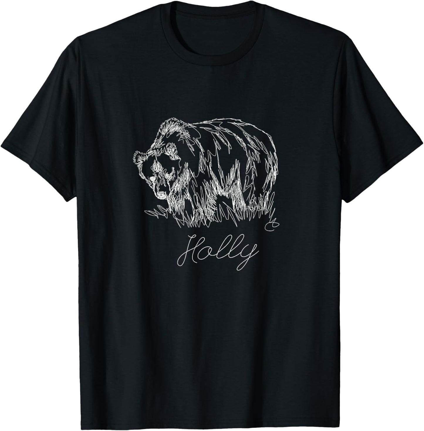 Holly Scribble Art fat brown grizzly fan beartober week 2023 T-Shirt - T-Shirt | Black