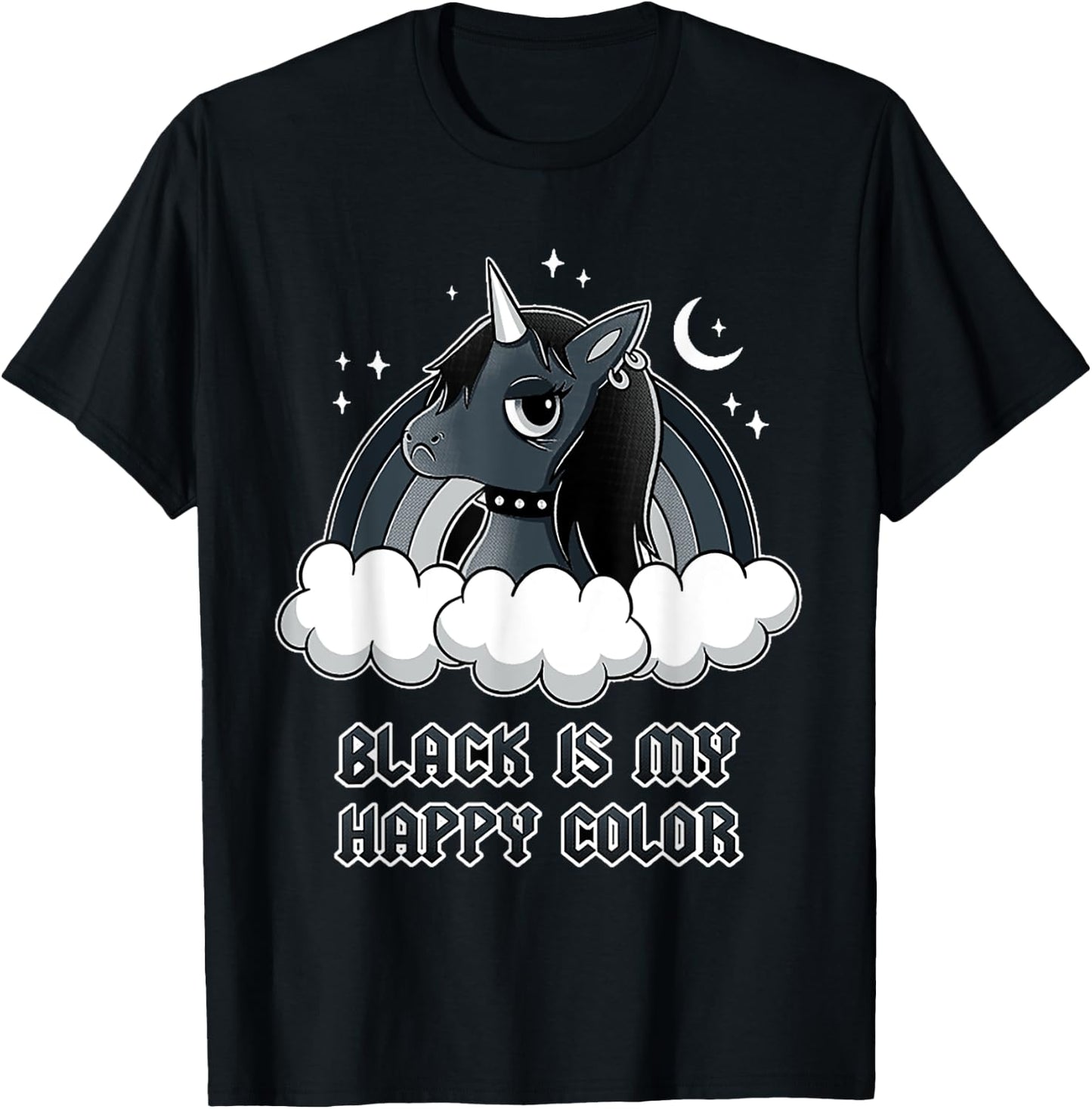 Unicorn Gothic Black is my happy color T-Shirt - T-Shirt | Black