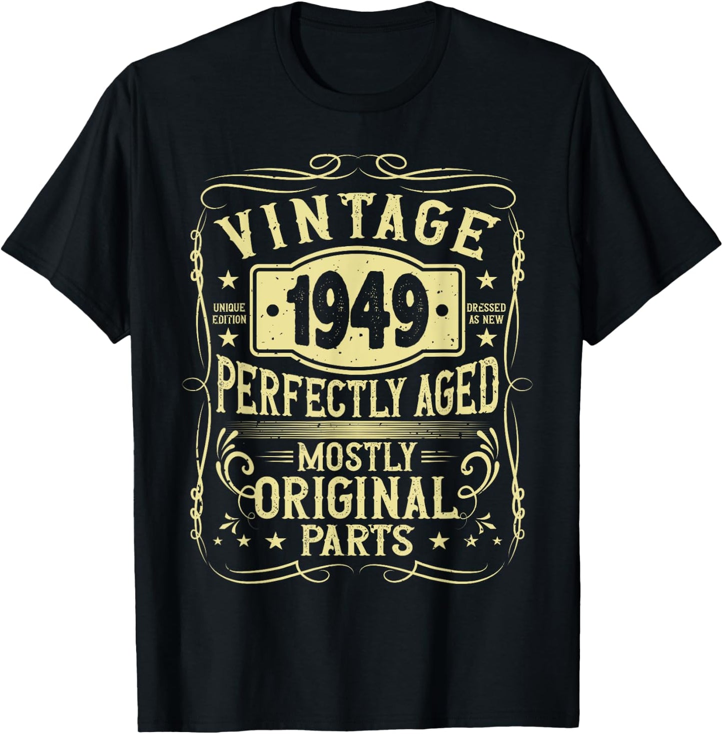 Born In 1949 Birthday, Vintage, Perfectly Aged, Made In 1949 T-Shirt - T-Shirt | Black