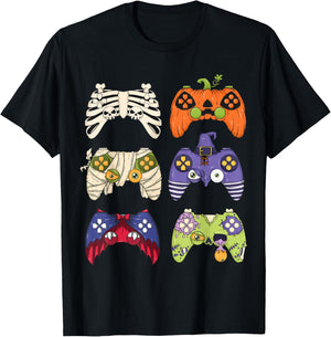 Halloween Skeleton Zombie Gaming Controller Mummy Boys gamer T-Shirt - T-Shirt | Black