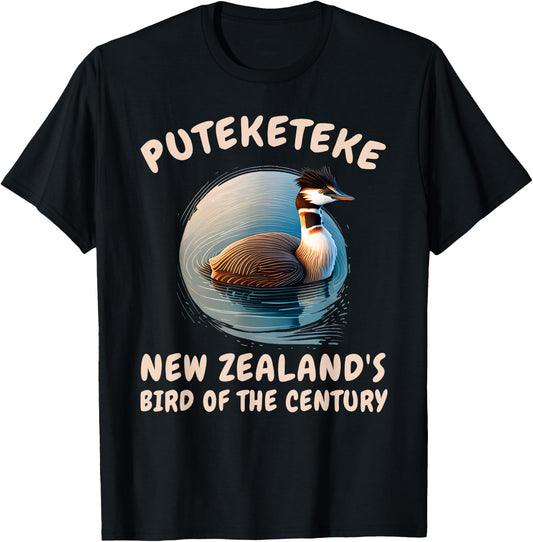 The Puteketeke New Zealand's Bird of the Century men & women T-Shirt - T-Shirt | Black