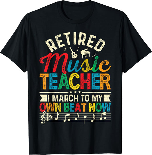Funny Retired Music Teacher Gift Shirt Retirement Gift T-Shirt - T-Shirt | Black