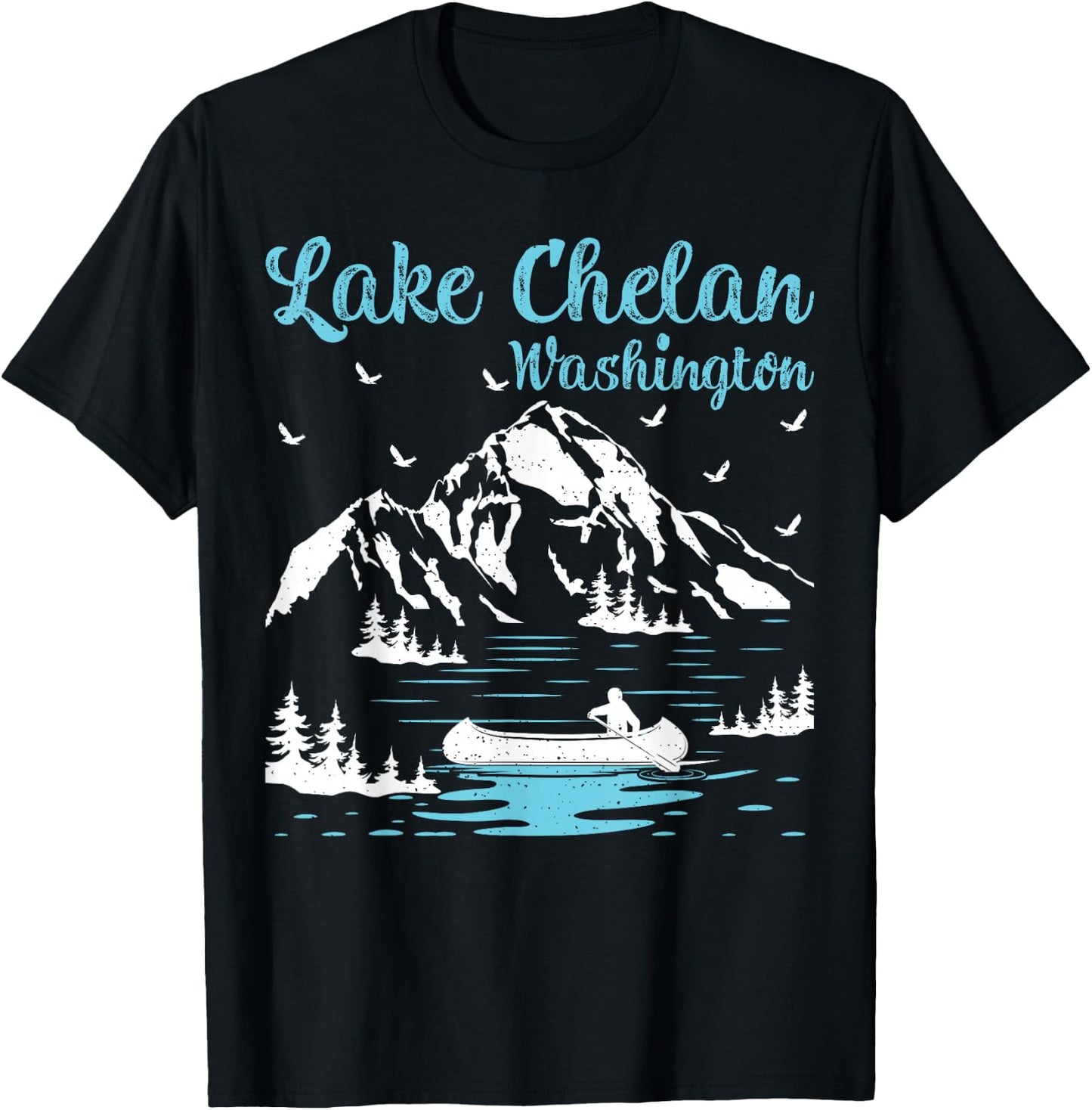 Summer Vacation Retro Washington Lake Chelan T-Shirt - T-Shirt | Black