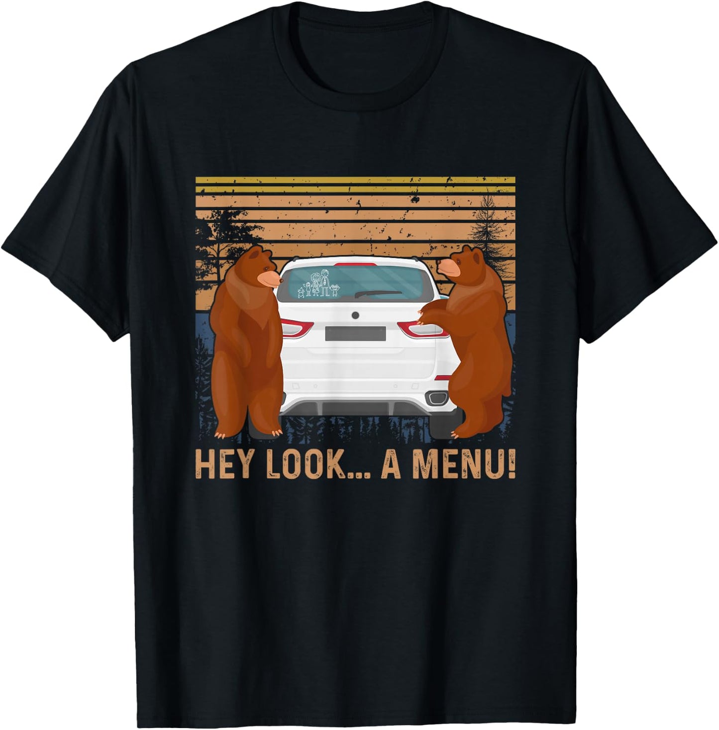 Hey Look A Menu Funny Camping Camper Vintage Bear T-Shirt - T-Shirt | Black