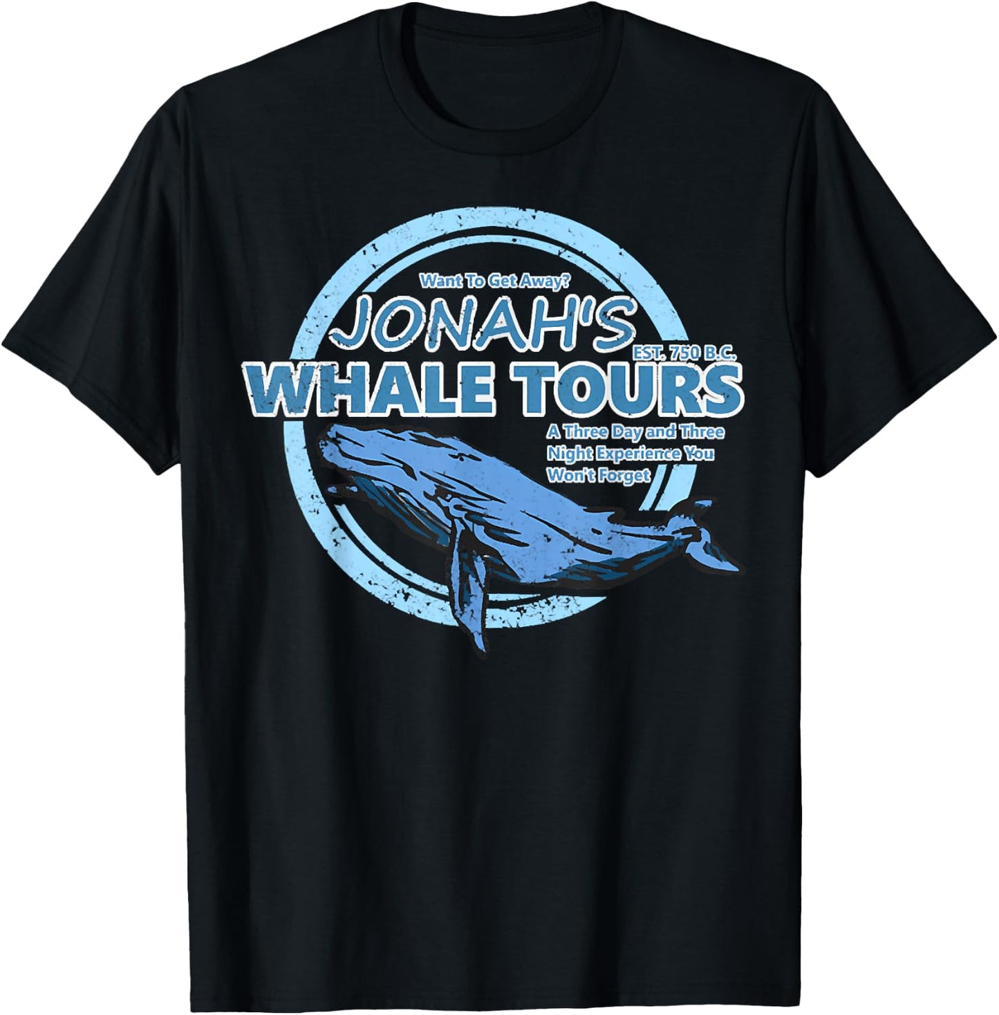 Christian Faith Bible Jonah Whale Tours, Whale Animal Ocean T-Shirt - T-Shirt | Black