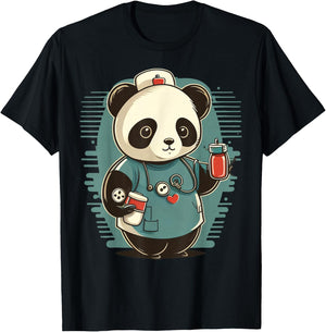 Medical Nursing Panda on Nurse Panda T-Shirt - T-Shirt | Black