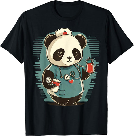 Medical Nursing Panda on Nurse Panda T-Shirt - T-Shirt | Black