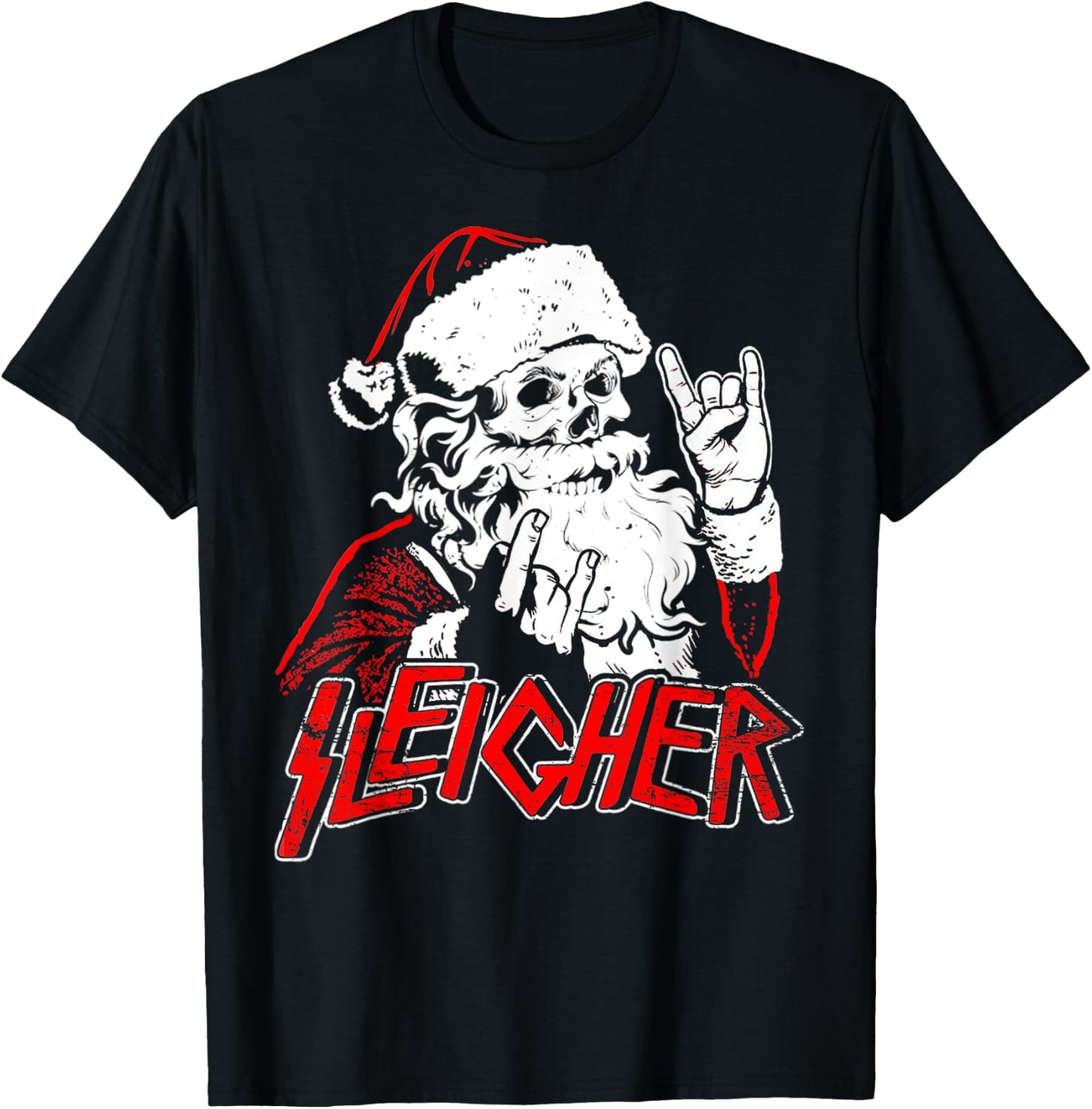 Hail Santa Claus Christmas Merry Krampus Xmas Skull Sleigher T-Shirt - T-Shirt | Black