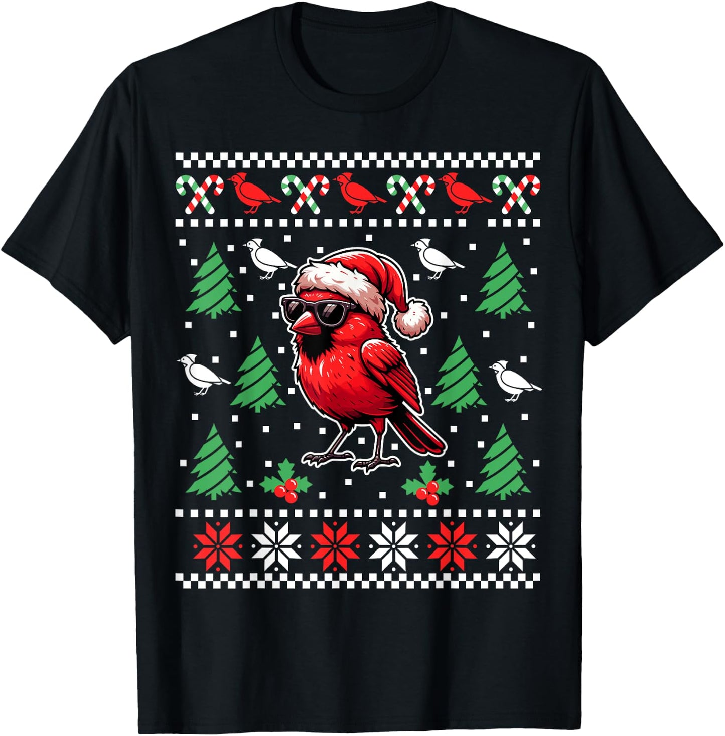Funny Northern Cardinal Bird Red Cardinal Christmas Xmas T-Shirt - T-Shirt | Black