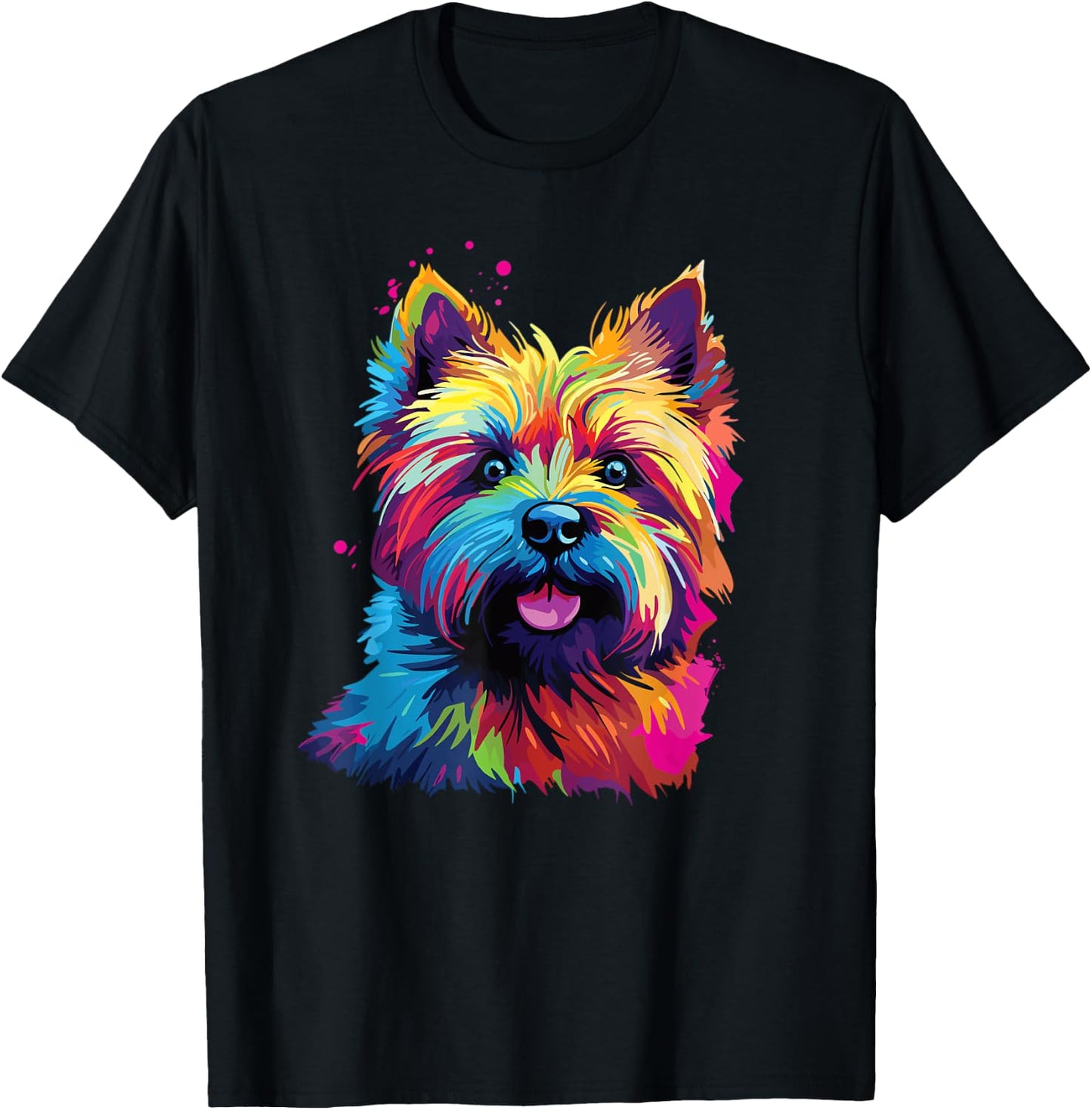 Retro Cairn Terrier Dog -Adults Multicolor Short Sleeve Small T-Shirt - T-Shirt | Black