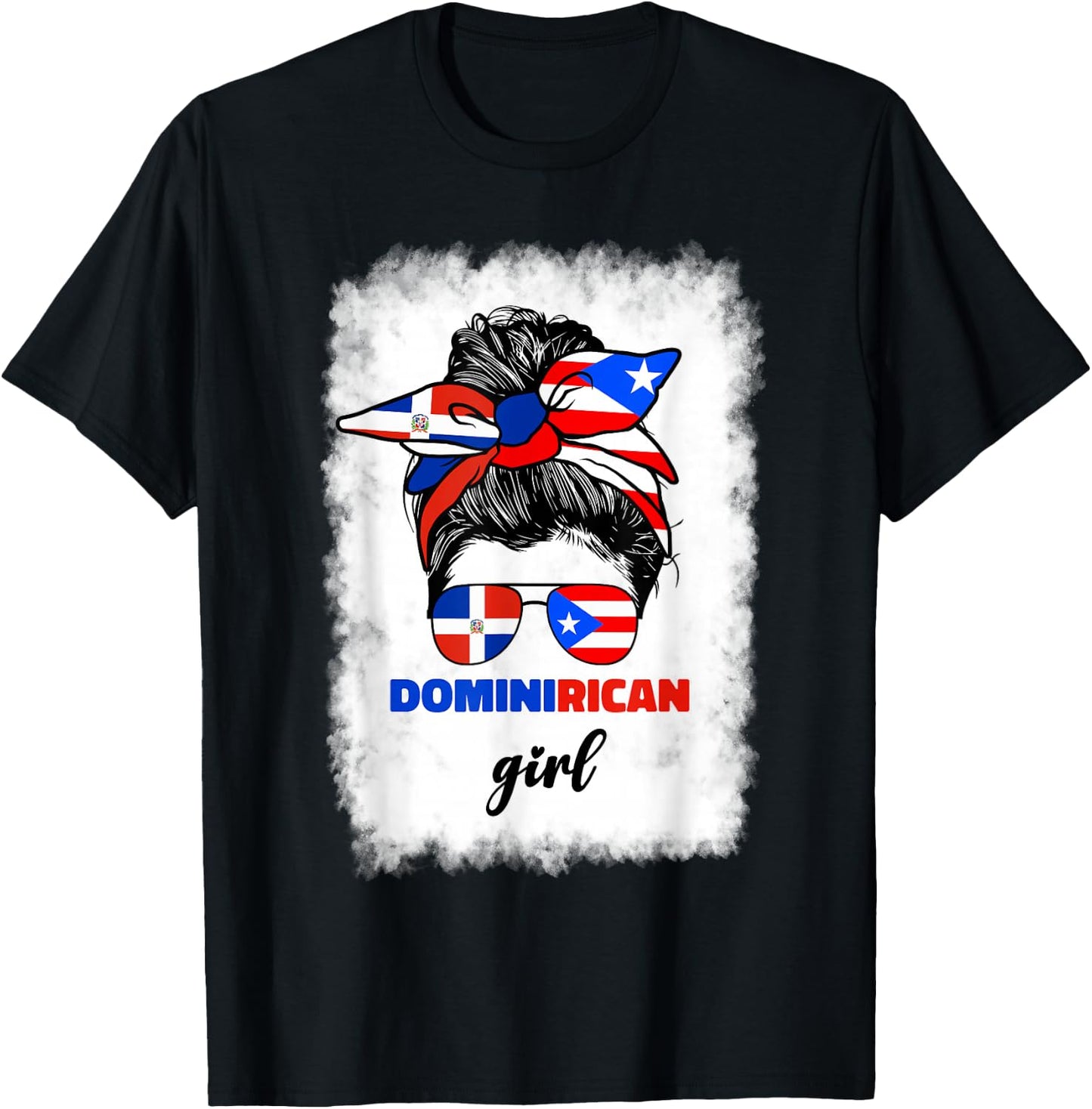 Half Dominican And Puerto Rican Rico Flag DominiRican Girl T-Shirt - T-Shirt | Black