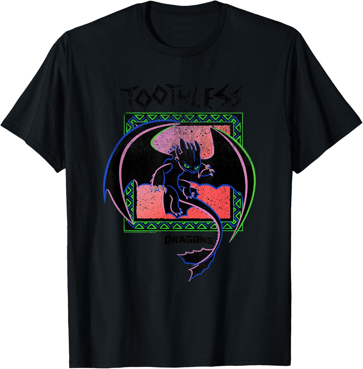 DreamWorks Dragons Toothless Neon T-Shirt - T-Shirt | Black