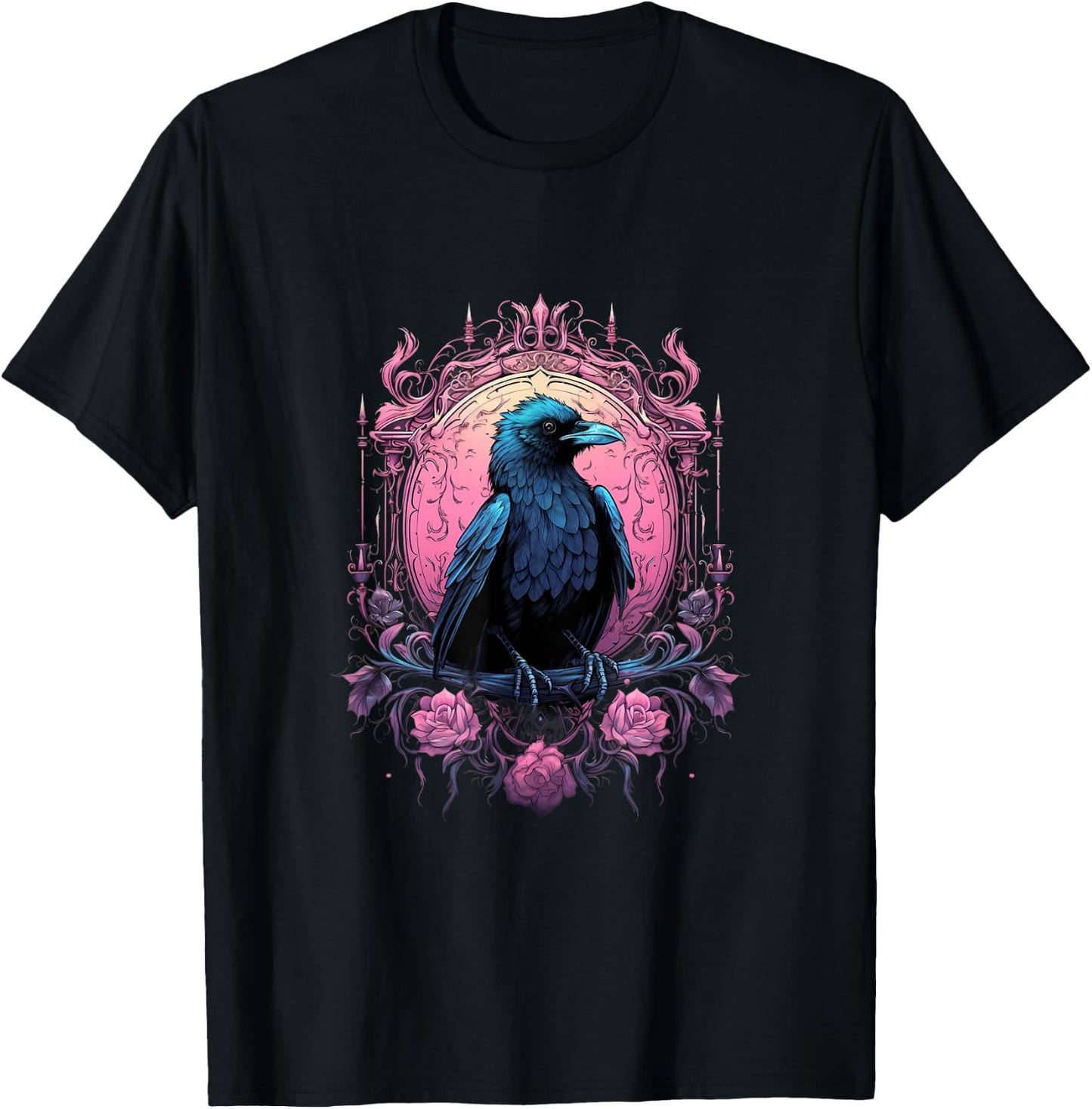 Pastel Goth Gothic Crow Bird Kawaii Anime Nu Goth Aesthetic T-Shirt - T-Shirt | Black