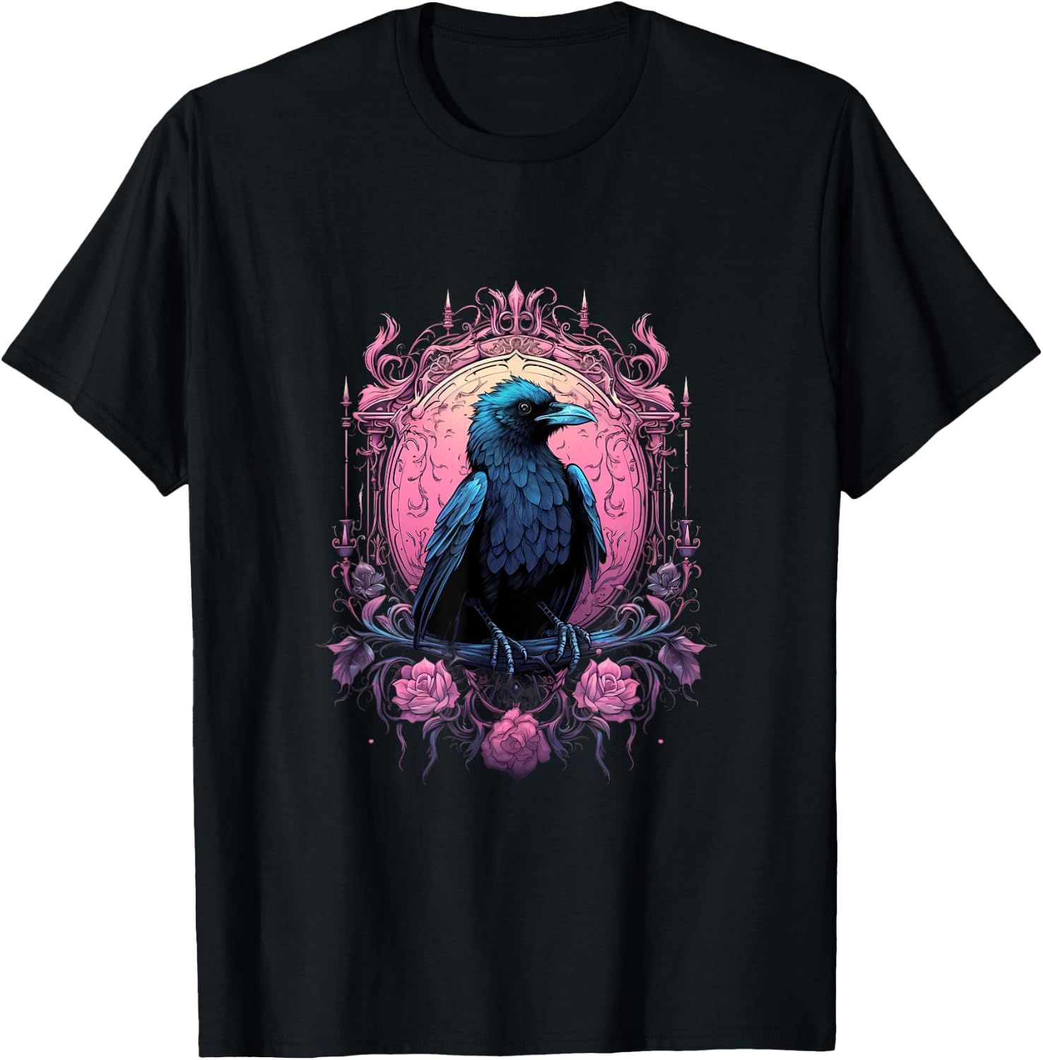 Pastel Goth Gothic Crow Bird Kawaii Anime Nu Goth Aesthetic T-Shirt - T-Shirt | Black