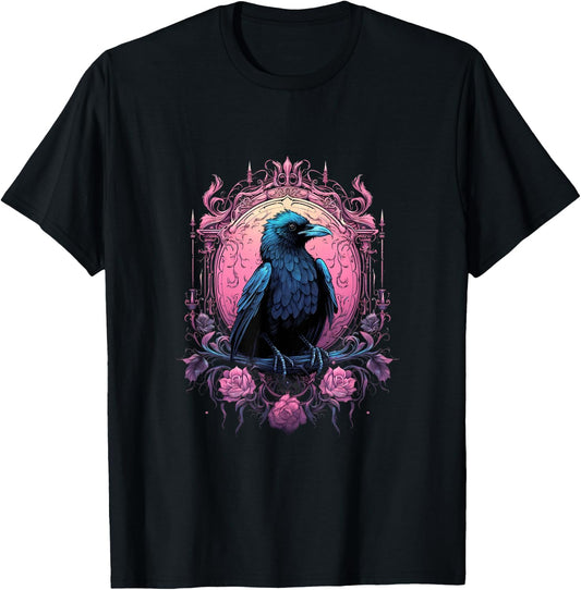 Pastel Goth Gothic Crow Bird Kawaii Anime Nu Goth Aesthetic T-Shirt - T-Shirt | Black
