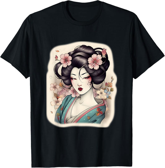Japanese Geisha Tattoo Design Women T-Shirt - T-Shirt | Black