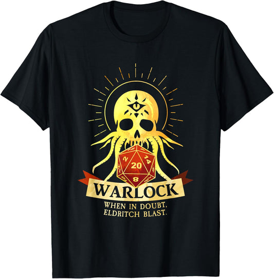 Warlock Fantasy RPG TRPG Gamer Class T-Shirt - T-Shirt | Black
