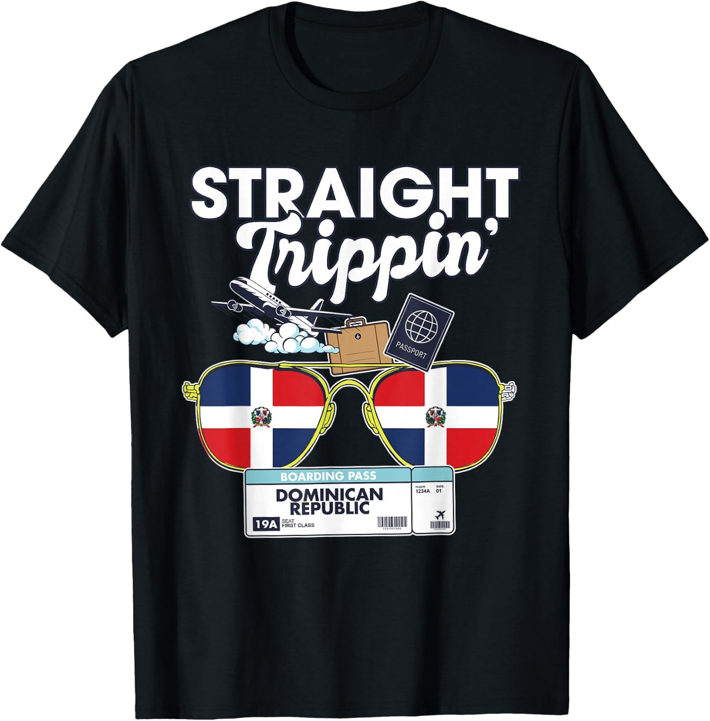 Straight Trippin' Dominican Republic Vacation Tour Travel T-Shirt - T-Shirt | Black
