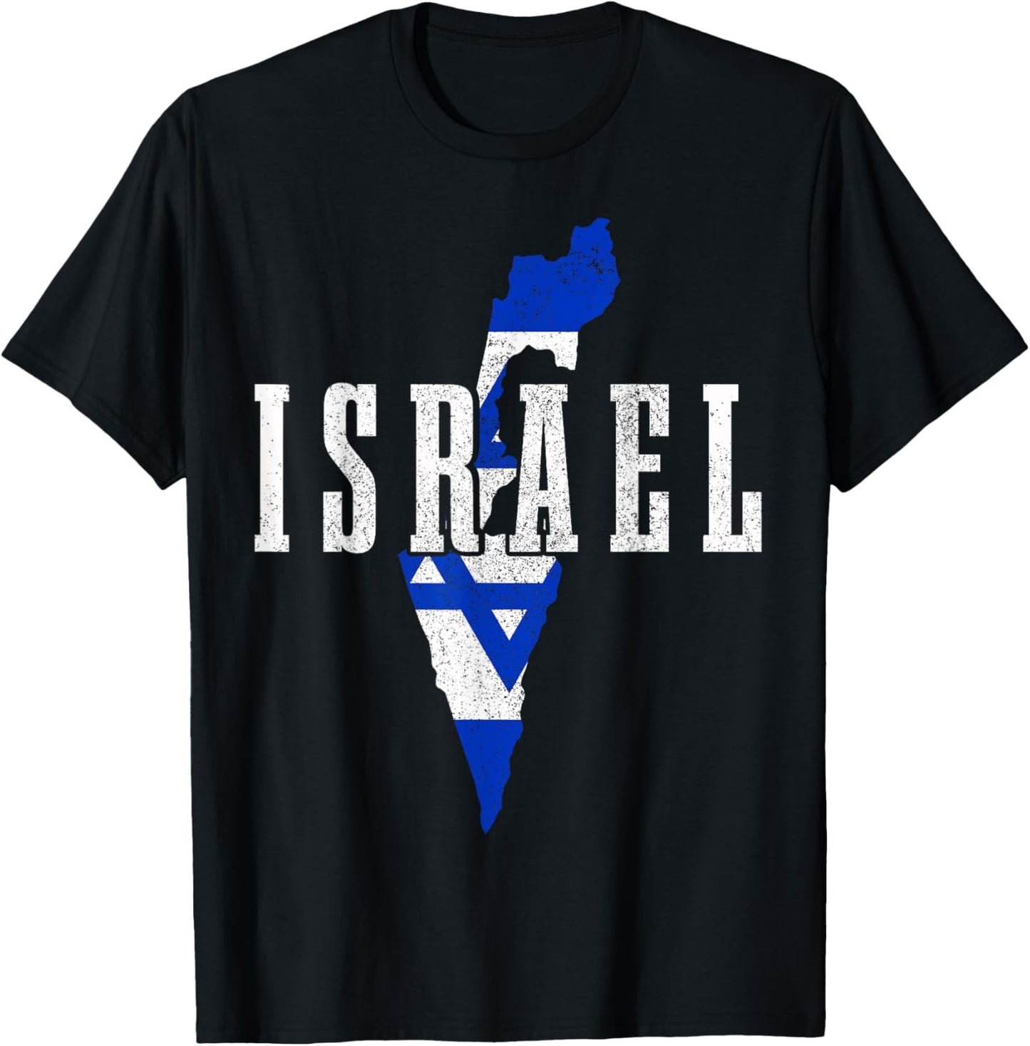 Israel Map Pride Jewish Jew Israelite Israeli Flag T-Shirt - T-Shirt | Black