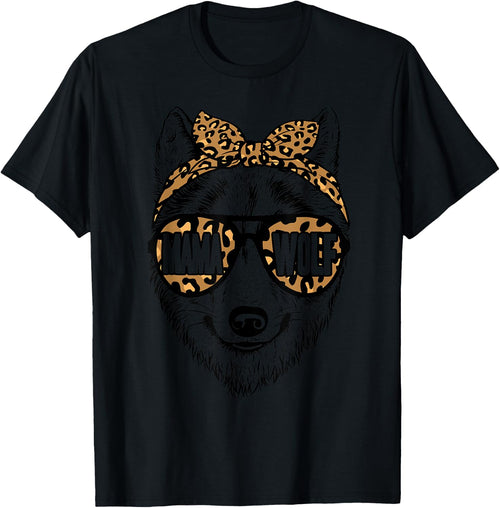 Mama Wolf Face Leopard Pattern Sunglasses Wolf Mothers Day